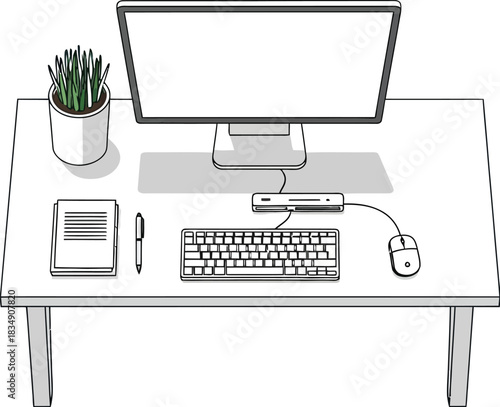 Create your modern office with this clean desk setup and minimalist design