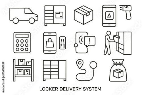 Notification parcel icon van map locker retrieving delivery vector inside smartphone route