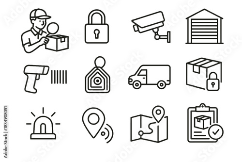 Inspection icon vector icons tag padlock system examining security alarm gps shipment