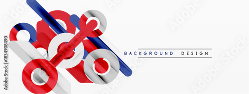 Abstract geometric shapes, red, blue, white. Minimalist design, clean lines, modern aesthetic. Background element for digital projects.