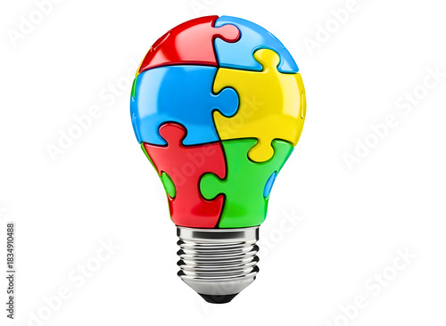 Wallpaper Mural Colorful puzzle light bulb idea isolated on transparent background Torontodigital.ca