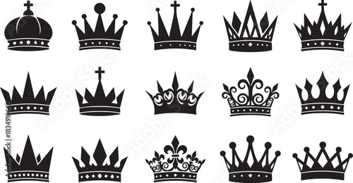 Assorted Black Crown Silhouettes Collection white