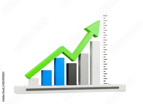 Wallpaper Mural 3d bar chart with upward-pointing green arrow symbolizing business growth and financial success isolated on transparent background Torontodigital.ca