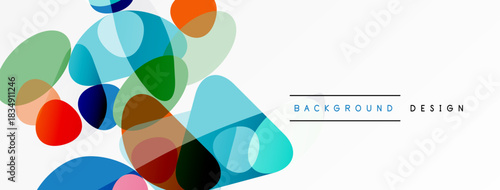 Abstract colorful shapes overlap, creating dynamic visual texture. Modern design element for backgrounds, presentations.