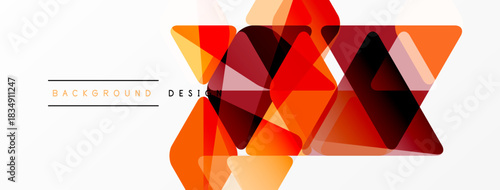 Abstract geometric shapes overlap, creating vibrant orange, red tones. Modern design element for backgrounds, banners, presentations.
