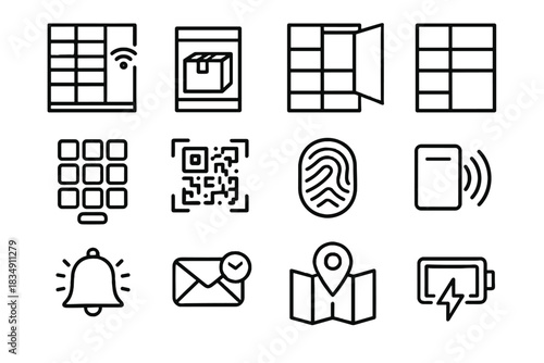 Indicator alert locker closed icon smart inside vector scanner icons fingerprint