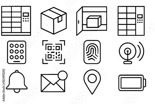 Icons smart parcel vector reader indicator automated pin keypad qr icon locker