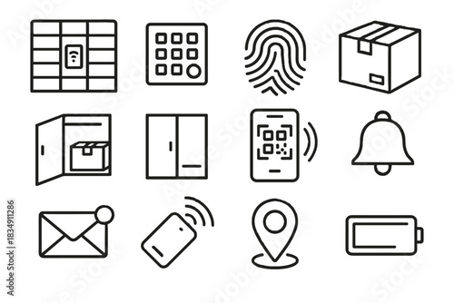 Locker alert automated notification vector sensor open indicator gps icon parcel