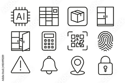 Scanner open closed smart symbol lock icons vector icon alert locker fingerprint