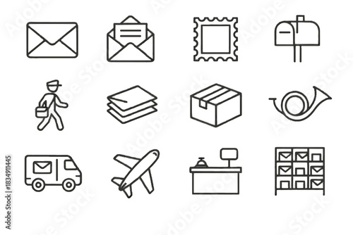 Office mailbox box closed open vector collection desk envelope icon postal