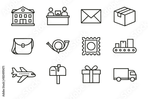 Envelope modern symbol mailbox machine delivery vector icons bag plane post icon