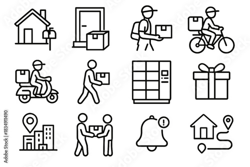 Mailbox icon vector receiving residential route locker icons bag delivery courier customer