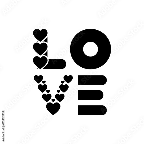Love text heart shape silhouettes valentine s day