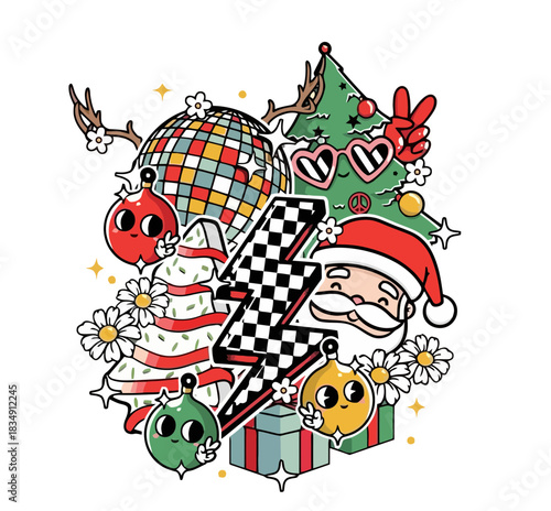 guitar player with musical notes merry christmas