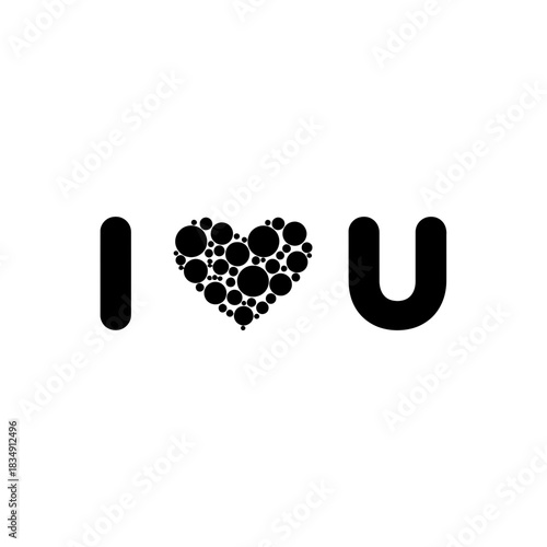 Simple i love you symbol with circles and ellipses on white
