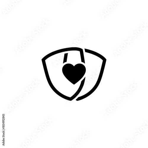 Heart in crossed shields design vector graphic