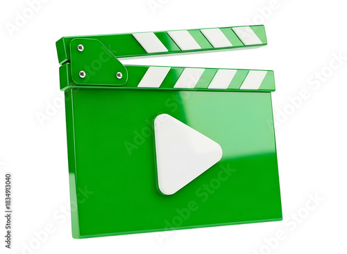 Wallpaper Mural Green film clapperboard icon with a play button symbolizing video production isolated on transparent background Torontodigital.ca