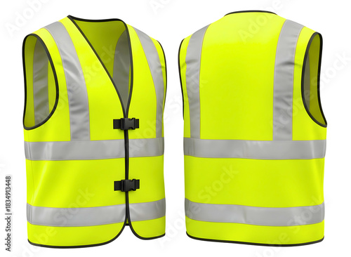 Wallpaper Mural Bright yellow safety vest with reflective stripes isolated on transparent background Torontodigital.ca