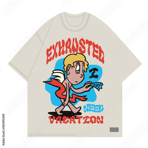 angel character need vacation trip somewhere illustration design for clothing