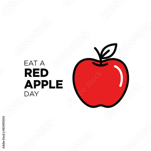 Vibrant red apple illustration promoting healthy eating habits with 'Eat a Red Apple Day' message, perfect for nutrition and wellness campaigns