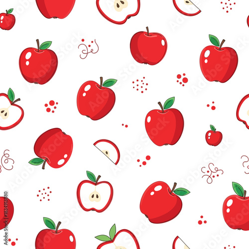 Vibrant Red Apple Pattern A Delicious and Eye-Catching Seamless Design for Various Uses