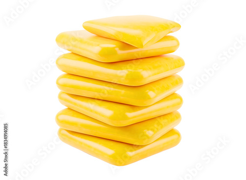 Wallpaper Mural A vertical stack of square yellow chewing gum pieces on a white background isolated on transparent background Torontodigital.ca