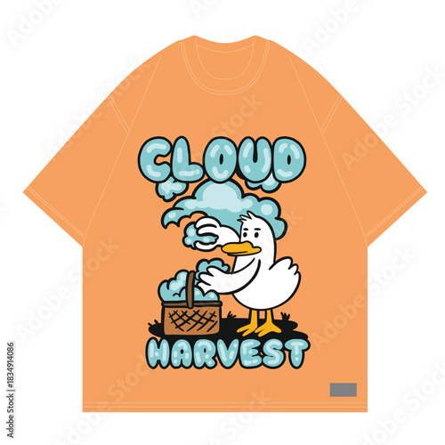 duck harvesting cloud for breakfast fun and playful cute tshirt design source
