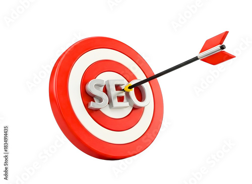 Wallpaper Mural An arrow hitting the bullseye on a target with seo text, representing successful optimization isolated on transparent background Torontodigital.ca