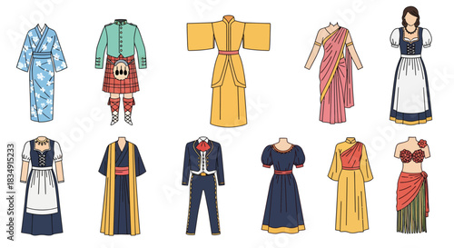 Collection of Traditional Folk Costumes from Around the World.