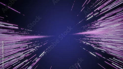 Abstract Pink and White Light Streaks on Dark Blue Background