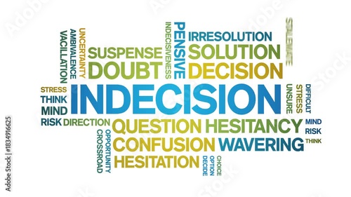 indecision animated word cloud-text design animation tag kinetic typography seamless loop.