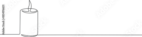 Continuous line drawing of a lit candle, symbolizing hope and remembrance, peace Vector