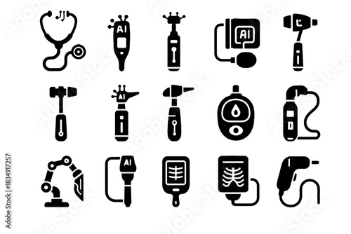 Icon vector ai cuff medical robotic glucose dental otoscope tool pressure