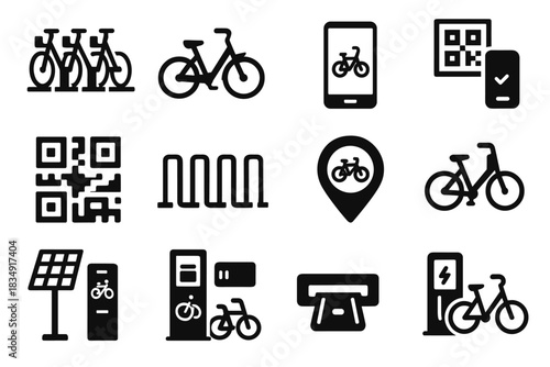 Sharing bike code icon vector rack slot rental station interface icons return