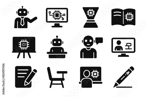 Icon note classroom vector class instructor blackboard student assistant book icons ai