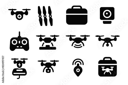 Tracking docking pad drone nano module box icon foldable vector charging