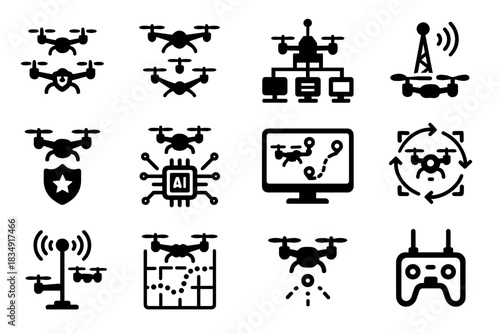 Drone vector mission core planning screen controller swarm mini icon icons path