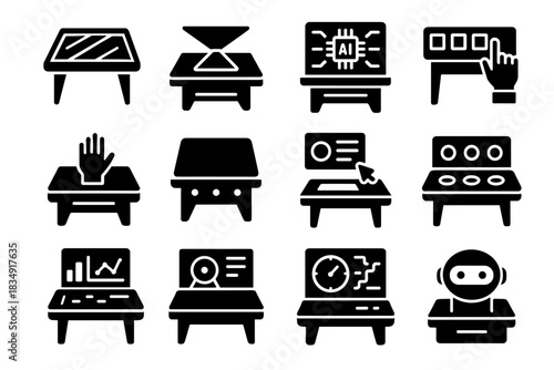 Assistant touch interface table virtual futuristic gesture module icons icon vector surface