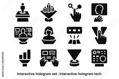Ai hologram hub controls icon vector data buttons holographic interactive icons display