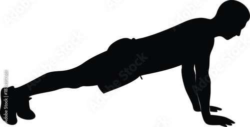 a silhouette of a person performing a classic push up exercise routine