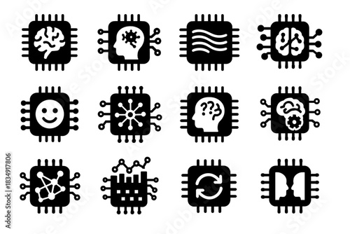 Associative corrector ai memory cognitive processor chip engine thought vector icon decision