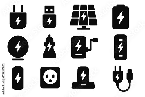Smart dock wireless no typography captions icon vector crank energy bank icons