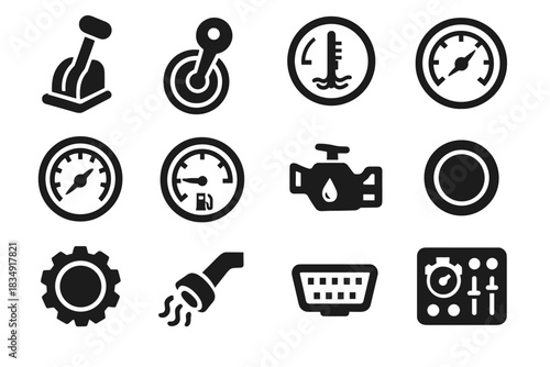 Engine oil virtual gauge throttle icon indicator monitor controls diagnostic vector meter