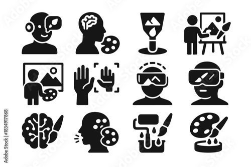 Machine icons smart ar painter canvas gesture icon augmented ai vector mode