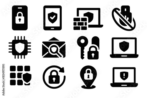 Smart device icon vector backup security lock permission usb recovery icons data