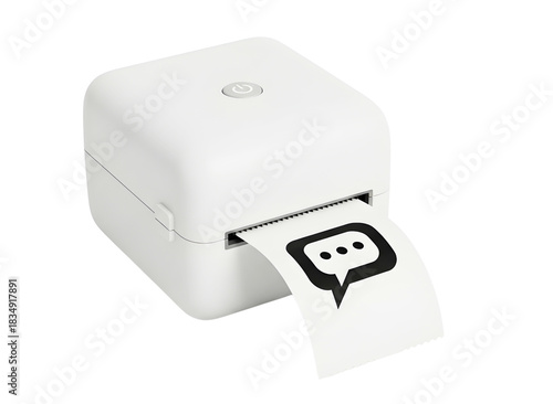 Wallpaper Mural A white pocket printer printing a speech bubble icon on paper isolated on transparent background Torontodigital.ca