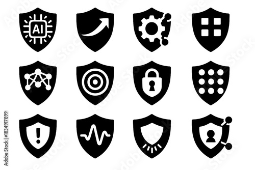 Wave symbol icon access protection alert neural beam ai vector autonomous