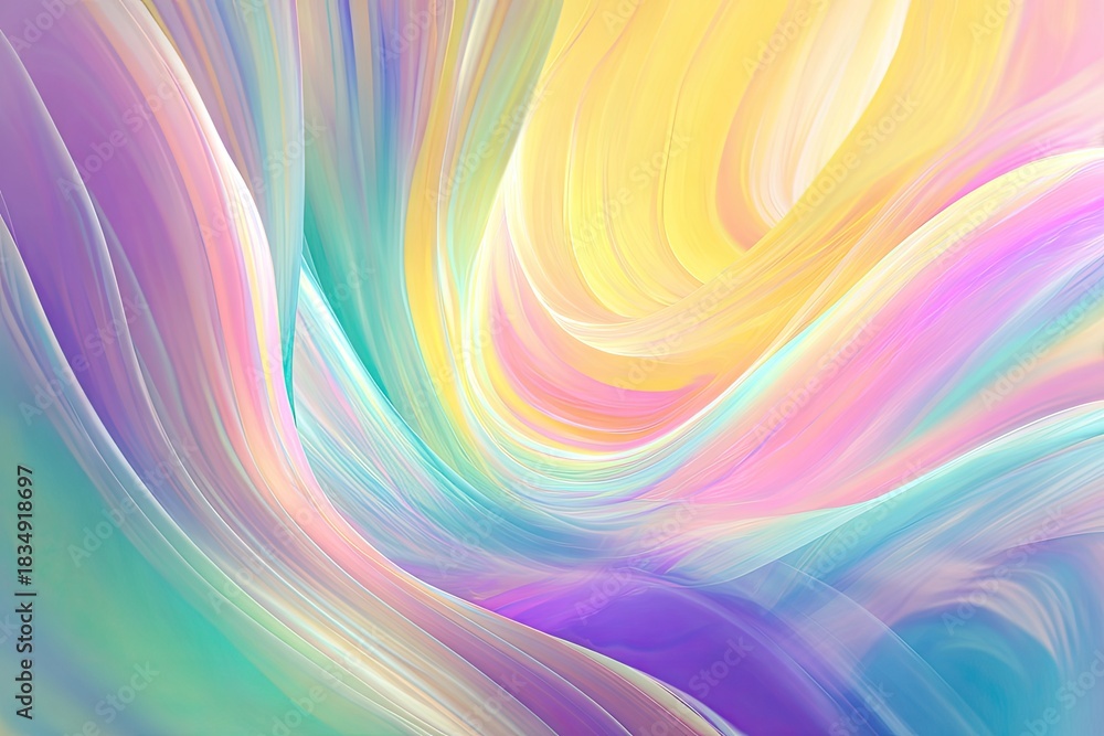 Obraz premium Flowing abstract swirls with pastel colors of yellow, pink, blue, purple, and green