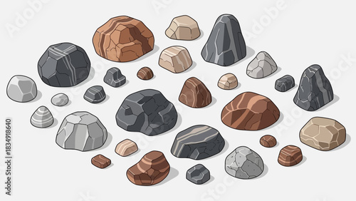 Cartoon Rocks Collection Illustration for Game Asset Creation and Design Projects