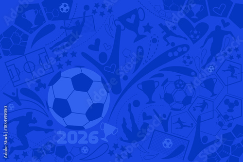 Soccer cup red background, football world championship 2026, vector illustration